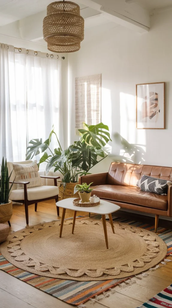 Boho Mid-Century Modern Living Room